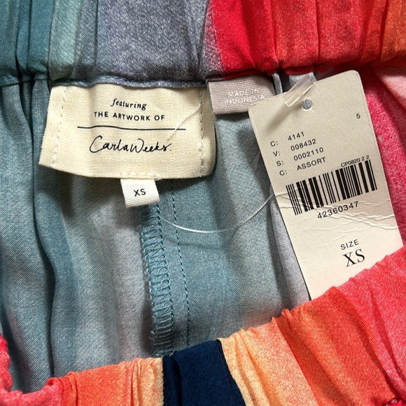 NWT Anthropologie Carla Weeks Watercolor Striped Tulip Pant XS - Picture 5 of 11